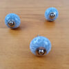 Kit com 3 puxadores decorativos indianos floral azul claro