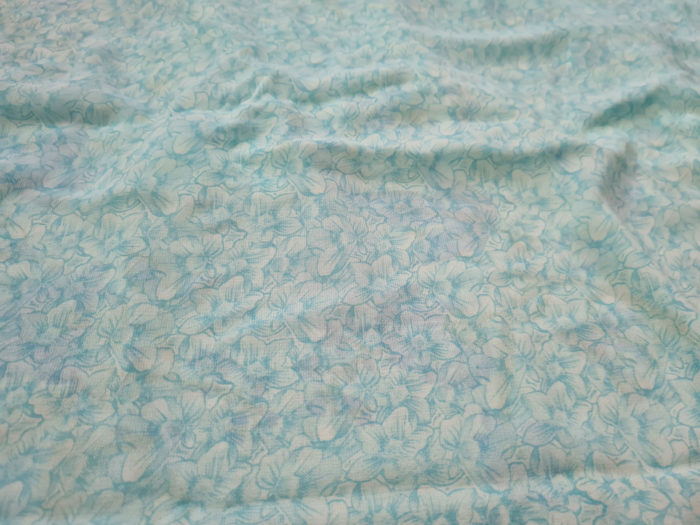 Sari indiano viscose com estampa floral azul