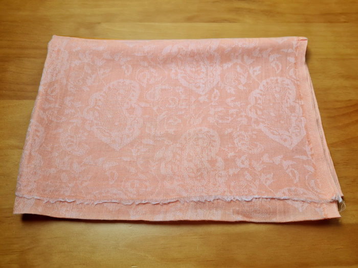 Pashimina indiana original, de cashmere, estampa clássica de paisleys coral rosado