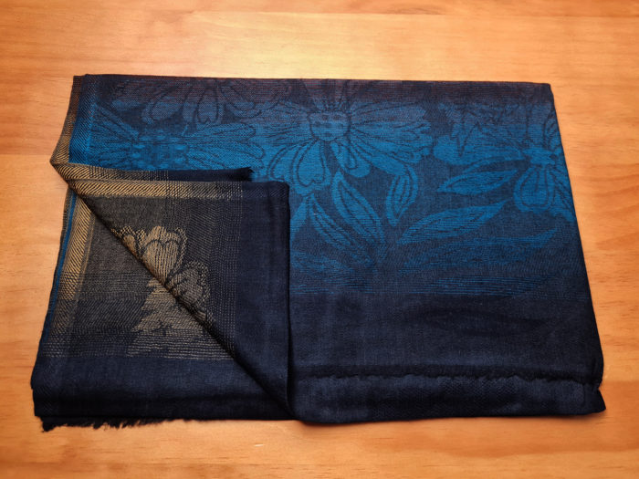 Pashimina indiana original, de cashmere, estampa floral 3 cores degradé