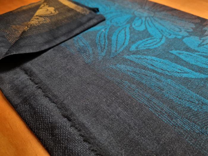 Pashimina indiana de cashmere 3 cores degradé com estampa floral