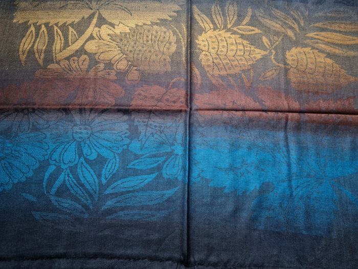 Pashimina indiana de cashmere 3 cores degradé com estampa floral
