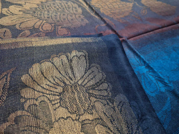 Pashimina indiana de cashmere 3 cores degradé com estampa floral