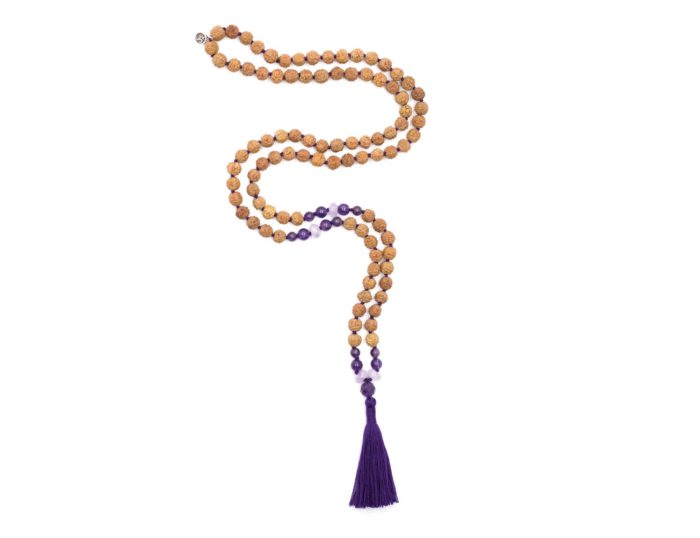 japamala-de-rudraksha-com-ametista japamala de Rudrakshas verdadeiras com pedras ametistas 108 contas