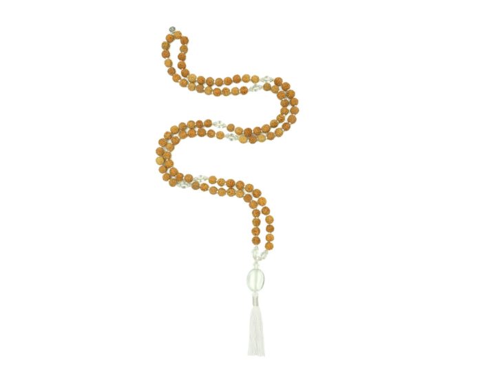 Rudrakshas e Cristal Quartzo. Cristal purificador de energia