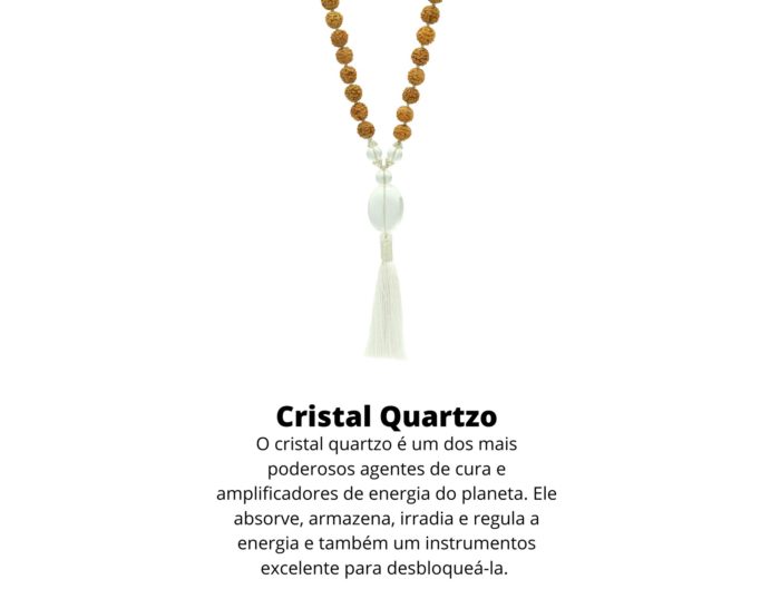 Japamala de Rudraksha com Cristal Quartzo