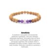 pulseira feita com Rudrakshas verdadeiras em Bali, com pedras ametista