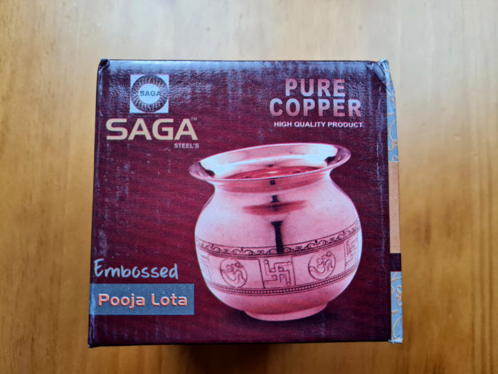 Copper Lota para Pooja acessório para adoração de deuses e deusas