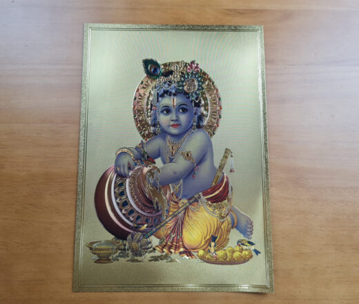 lâmina decorativa de Krishna, dourada, fabricada na Índia