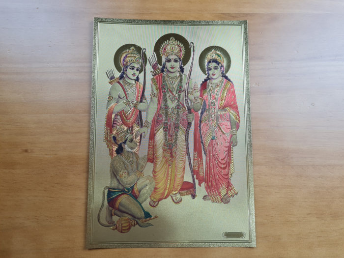 lâmina decorativa de Sita e Rama, dourada, fabricada na Índia