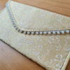 Bolsa indiana clutch retrô de tecido sem alça amarelo e dourado