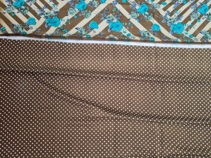 Sari indiano viscose com estampa floral bege e azul