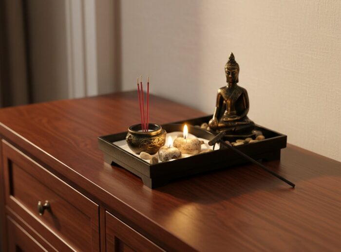 jardim-zen-buda-velas-pedras-areia-decoracao-terapeutico Jardim Zen de Buda para decoração e relaxamento 22x15