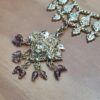 Conjunto de colar e brincos indianos para festas dourado e lilás