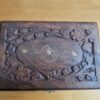 Caixa indiana de madeira com florais em bronze VII 15cm