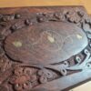 Caixa indiana de madeira com florais em bronze VII 15cm