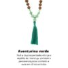 Japamala de Rudrakshas de Bali com pedras Aventurina Verde