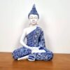 Buda tailandês azul e branco 24cm para decoração