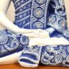 Estátua de Buda tailandês pintura especial azul e branco 24cm