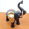 Elefante indiano de madeira com incrustações douradas 20 cm