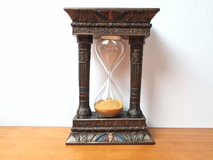 Ampulheta Portal Egípcio de resina e vidro 16cm by Veronese Design