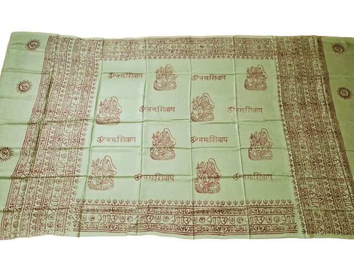 Chadar indiano (manto de oração) de Shiva e mantras cor verde pistache