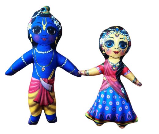 Bonecos do casal Radha & Krishna de tecido 20cm