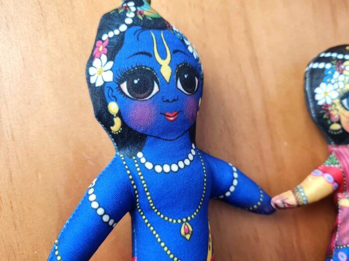 Bonecos do casal Radha & Krishna de tecido 20cm