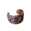 Bracelete indiano dourado com pedrarias coloridas