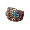 Bracelete indiano dourado com pedrarias coloridas