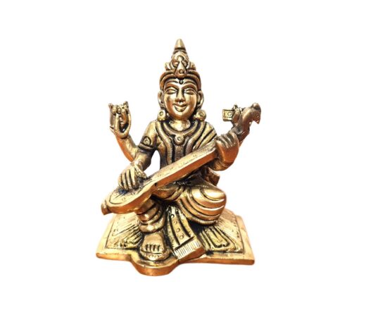 Estátua da Deusa Saraswati em metal 11cm