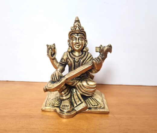 estátua indiana de Saraswati 11cm de metal