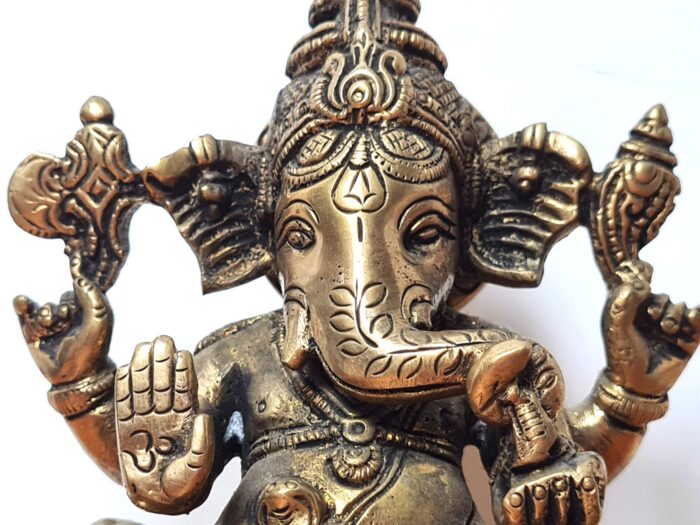 20230103_201508 Estátua e lamparina Ganesha de metal Brass feito na Índia 15cm