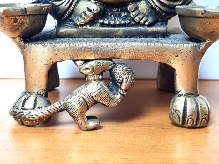20230103_201520 Estátua e lamparina Ganesha de metal Brass feito na Índia 15cm