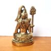 Estátua do Deus Shiva sobre o leão em lótus de metal brass 12cm
