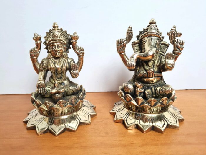 Lakshmi e Ganesha em latão altíssima qualidade