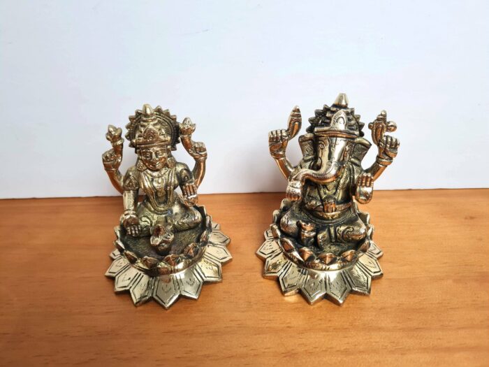 Lakshmi Ganesha Murti para Diwali Puja em Brass