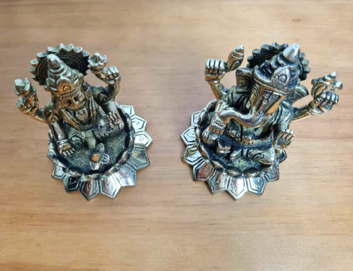 Lakshmi Ganesha Murti para Diwali Puja em Brass