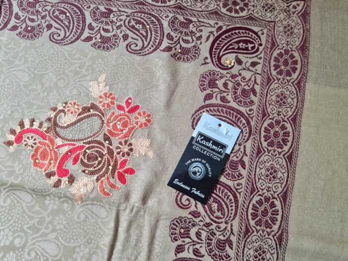 Xale de Cashmere Pashmina 100% bordado com fios de seda