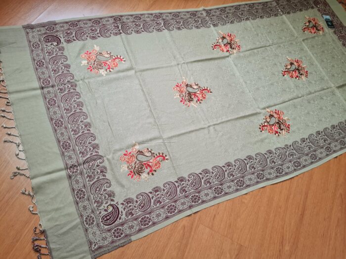Xale de Cashmere Pashmina 100% bordado com fios de seda