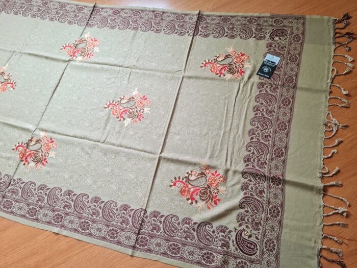 Xale de Cashmere Pashmina 100% bordado com fios de seda
