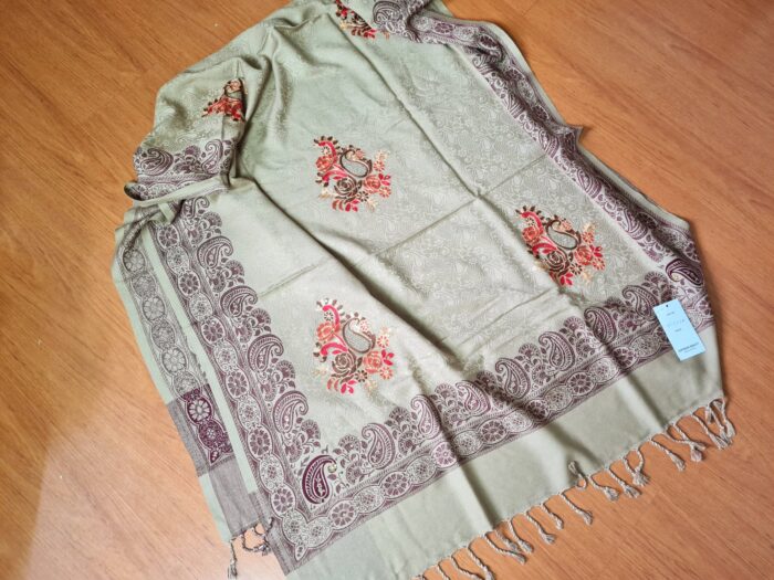 Xale de Cashmere Pashmina 100% bordado com fios de seda