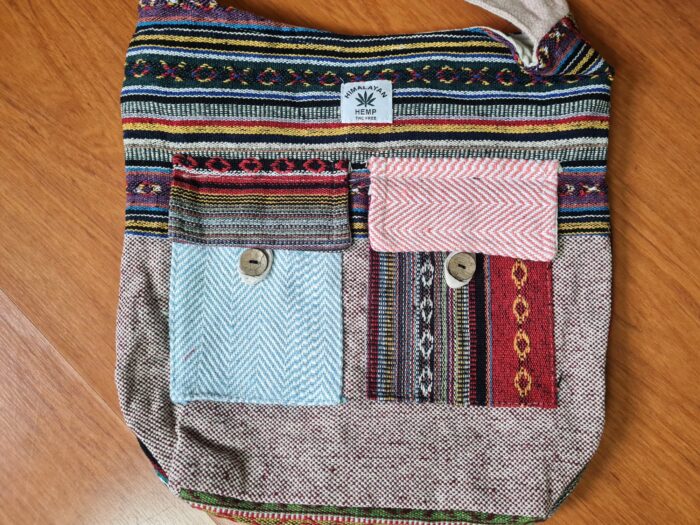 Bolsa indiana 100% Hemp fibra natural com alça longa color etnic grande