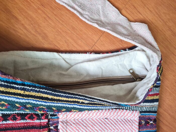 Bolsa indiana 100% Hemp fibra natural com alça longa color etnic grande