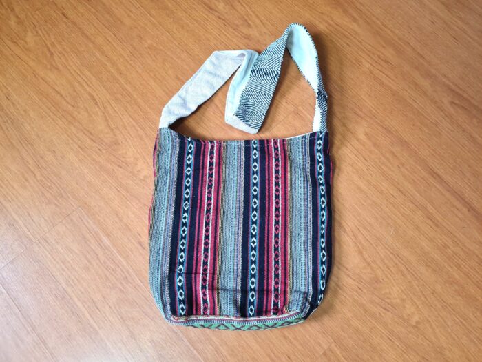Bolsa indiana 100% Hemp fibra natural com alça longa color etnic grande