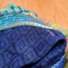 20230109_224002 Sari indiano viscose com estampa floral e geométrica verde e azul