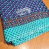 Sari indiano viscose com estampa arabescos e floral azul e turquesa