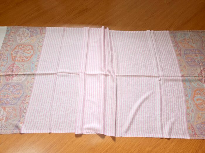 Pashimina indiana de cashmere estampa paisleys rosa listrado