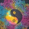 Panô indiano de algodão estampa Yin Yang color batik 2,10m
