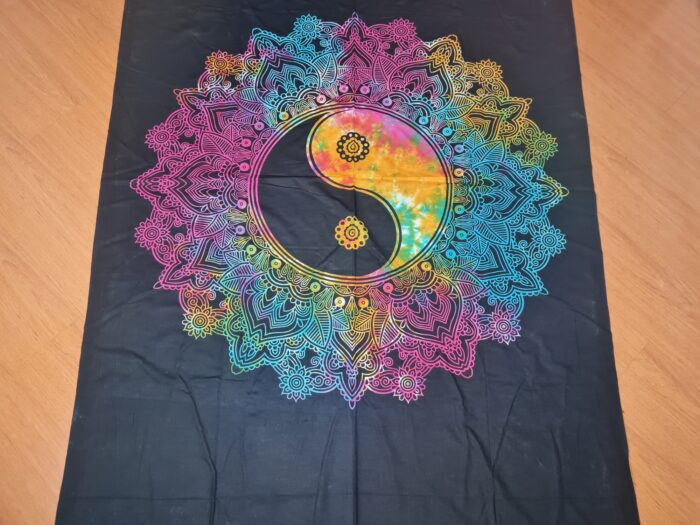 Panô indiano de algodão estampa Yin Yang color batik 2,10m